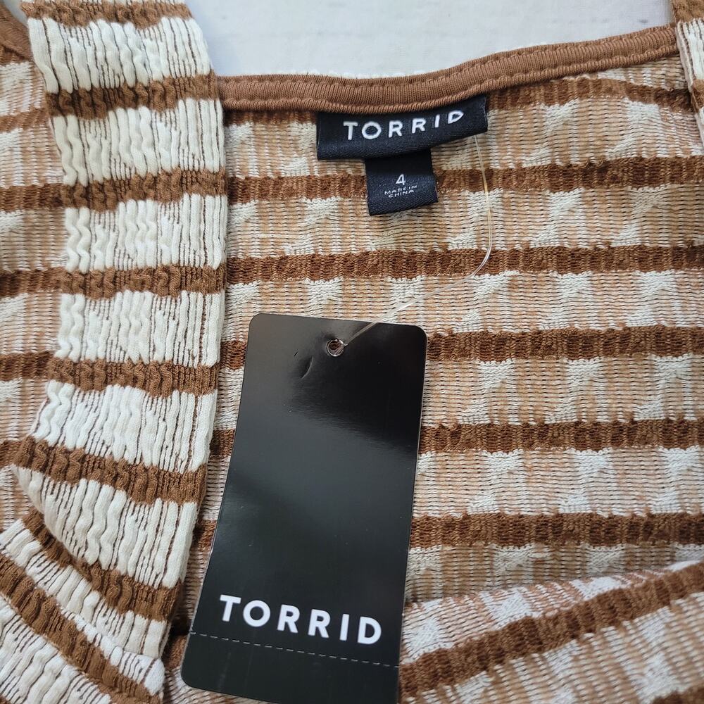 Torrid Size 4xl Brown Multi Stripe Scoop Neck Tan… - image 6